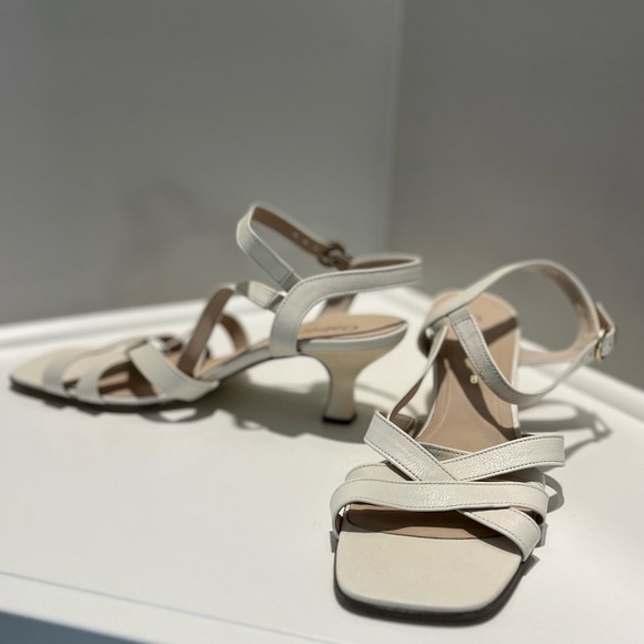 Gabor Damon Leather Ankle Square Toe Sling Back Heel Sandals - Picture 1 of 15